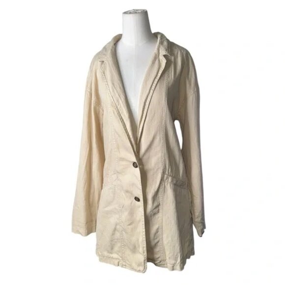 PILCRO - Oversized Linen Blend Blazer in Beige - Picture 2 of 12